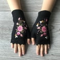 thumbnail image 1 of Guantes de punto para mujer, cálidos guantes de medio dedo bordados de lana para otoño e invierno, 1 of 6