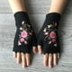 thumbnail image 1 of Guantes de punto para mujer, cálidos guantes de medio dedo bordados de lana para otoño e invierno, 1 of 6