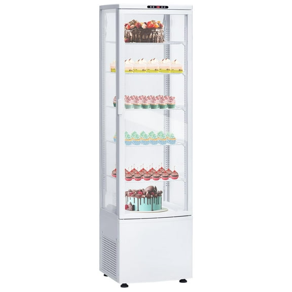 Huloretions Commercial Refrigerator Display Case,10.9 Cu Ft Double-Layered Glass Pastry Display Case With LED Lighting,Countertop Bakery Refrigerated Display Case With Adjustable Shelves, Rapid Coolin