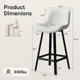 thumbnail image 3 of Homzeer Bar Stools Set of 4, 26" Counter Height 330LBS, Modern PU Leather Upholstered with Low Back & Sturdy Metal Legs, Farmhouse Style for Kitchen Island & Dining Room, White, 3 of 9