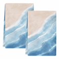 thumbnail image 2 of Navy Blue Waves Coastal Kitchen Towels Set of 2, Summer Beach Ocean Seaside Absorbent Dish Towels for Kitchen, Microfiber Hand Towel, Quick Drying Tea Towel for Cleaning Decorative Dishcloths, 2 of 7