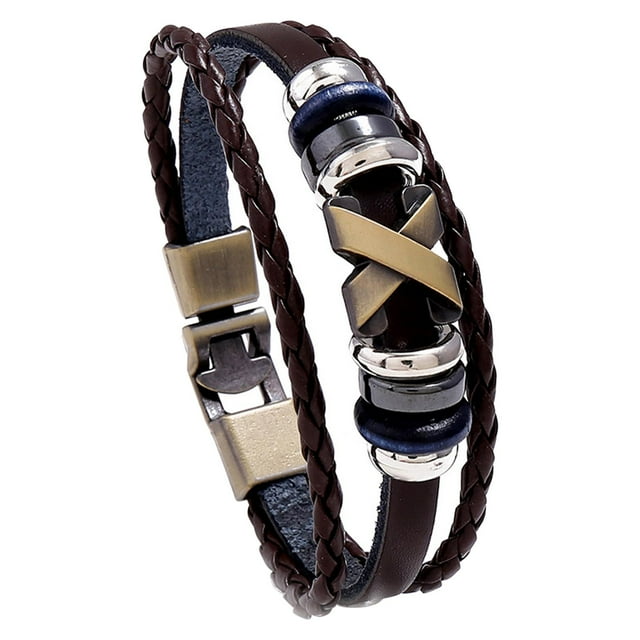 Brazalete de cuero Zulema Pulsera trenzada Marrón