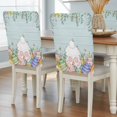 thumbnail image 2 of Easter Bunny Tail Chair Covers Set of 8 Spring Colored Eggs Floral Light Green Wood Grain Chair Back Covers Stretch Removable Washable Slipcovers Protector for Dining Room Kitchen Party Decor, 2 of 9