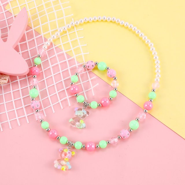 Niños Niñas Joyería Collar Pulsera Set 8, Unicornio Sirena Flamenco Mariposa Arco Iris Cuentas de Madera Bisutería Favores de Fiesta Regalo