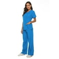 thumbnail image 4 of UFOUND Women Scrubs Top Short Sleeve V-Neck Tops+Pants Nursing Working Uniform Set Suit, 4 of 9
