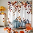 thumbnail image 3 of Shower Curtain 72"W x 84"L Watercolor Thanksgiving Pumpkins Eucalyptus Leaves Fabric Shower Curtains Set with Hooks Water Repellent Bathroom Curtains Machine Washable Bathroom Accessories, 3 of 6