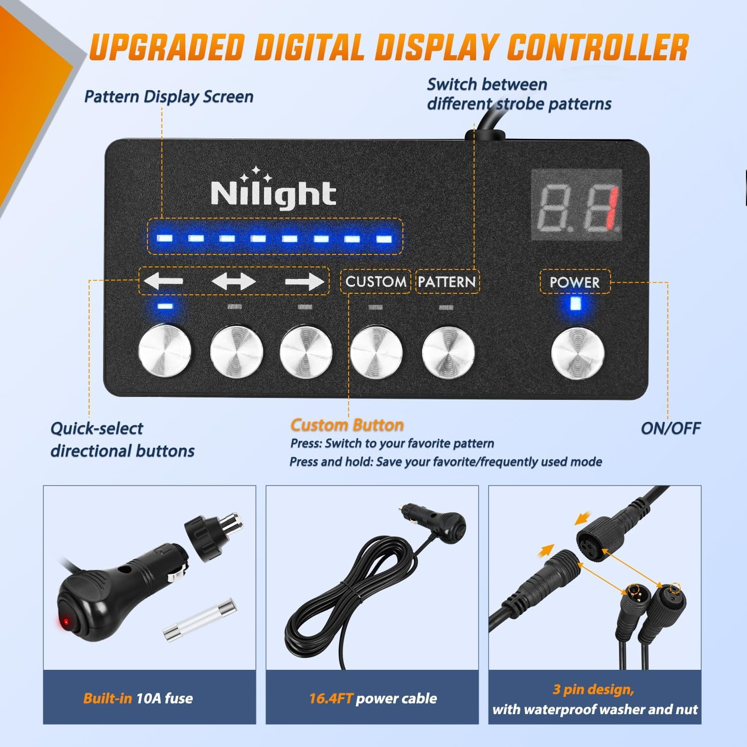 Nilight 2PCS 70 Inch LED Running Board Lights with Control Panel, Red White Flexible Side Lighting for Work Trucks