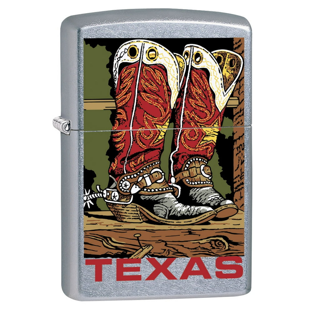 Zippo Lighter Texas Two Boots Street Chrome 80562