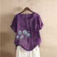 thumbnail image 1 of Fiudx Camisetas para Mujer Camiseta de Verano con Cuello Redondo y Manga Corta para Mujer, Informal, con Botones Impresos, 1 of 3