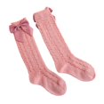 thumbnail image 5 of xiaxaixu Toddler Girls Summer Mesh Socks Solid Color Mid Tube Breathable Hollow Bows Princess Socks, 5 of 5