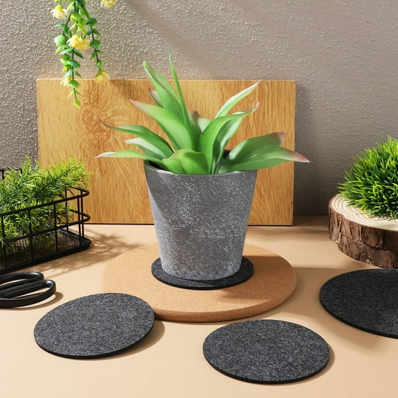 LULULION 20pcs Round Plant Coasters Felt Pads Absorbent Mats Saucers for Indoor Planters Floor Protection