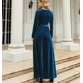 thumbnail image 6 of Women's Fall Dresses Long Sleeve Velvet Formal Maxi Dress with Belt Casual Cocktail Wedding Guest Party Long Dress, 6 of 7
