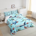 thumbnail image 4 of Aircraft Comforter Set Cartoon Airplane Print Comforter Helicopter Flying Plane Bedding Set Travel Decor Duvet Set Cute Colorful Planes Room Decor Twin Size Quilt Set, 4 of 7