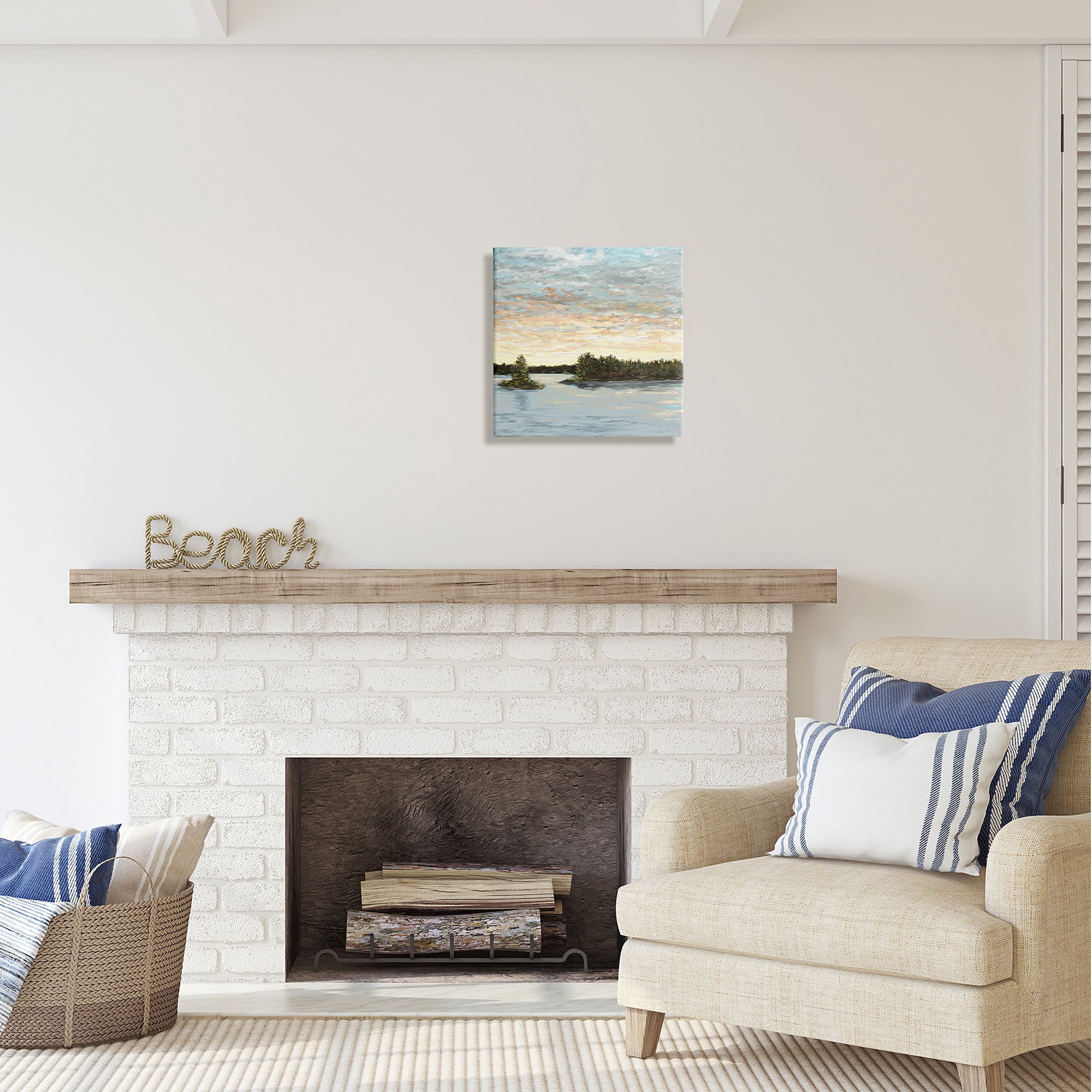 Stupell Industries Abstract Lake Islands Landscape Painting Gallery Wrapped Canvas Art Print Wall Art, 17 x 17