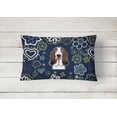 thumbnail image 2 of Carolines Treasures BB5094PW1216 Blue Flowers Basset Hound Canvas Fabric Decorative Pillow, 2 of 3