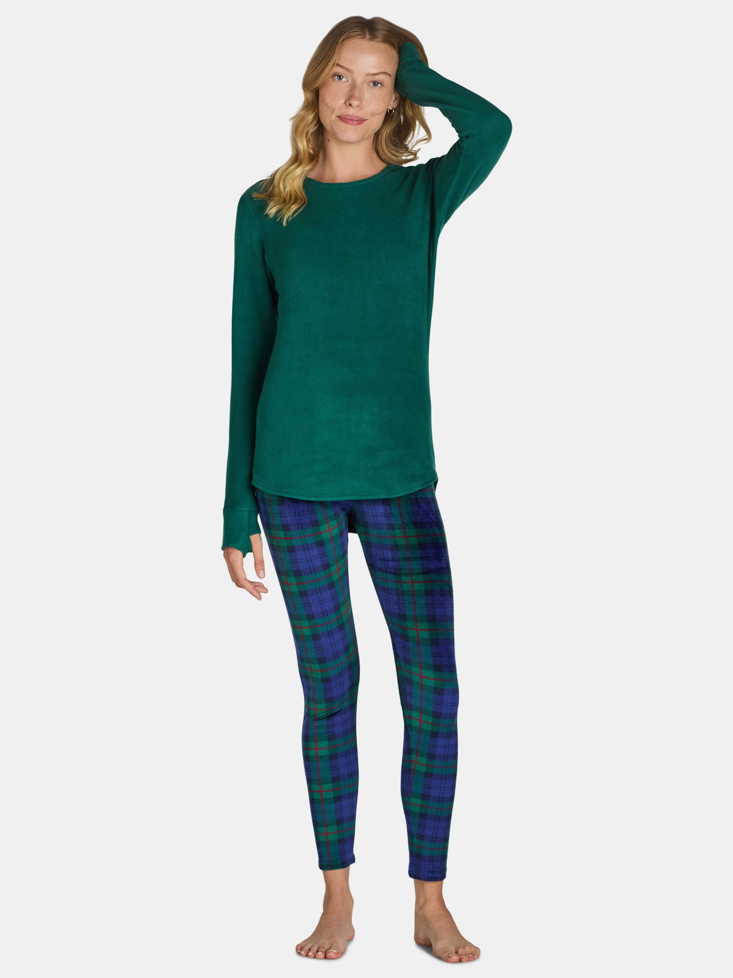 ClimateRight by Cuddl Duds Women's Warm Stretch Fleece Long Sleeve Crew Neck Thermal Base Layer Top, Sizes XS to 4X