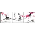 thumbnail image 6 of Small Size Traditional Chinese Painting of Peach Blossom Canvas Prints 3 Panels Calligraphy Art Paintings Wall Art Poem Print Painting Framed 12x12inches 3pcs/set, 6 of 6