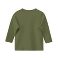 thumbnail image 4 of Tao Tao Teen Girls Casual 3/4 Sleeve T-Shirt Round Neck Cute Tops Basic Tees Blouses Loose Fit Pullover Solid Color Dressy Trendy Olive Green 140, 4 of 5