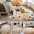 thumbnail image 5 of Round Rugs 8Ft, Yellow Red Blue Spring Floral Round Area Rug Washable Indoor Throw Carpet, Watercolor Botanical Summer Flowers Large Non Slip Circle Rug for Kids Room RV Home Decor Aesthetic, 5 of 8