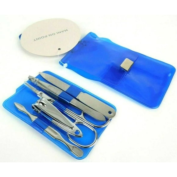 Twelvenyc Mani On Point Clippers File Tweezers 5 Piece Nail Set, Blue