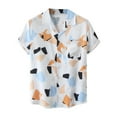 thumbnail image 1 of Camisas Vaqueras Para Hombre XXL Camiseta de manga corta con botones de solapa y estampado hawaiano informal a la moda de verano para hombre (White, M), 1 of 7