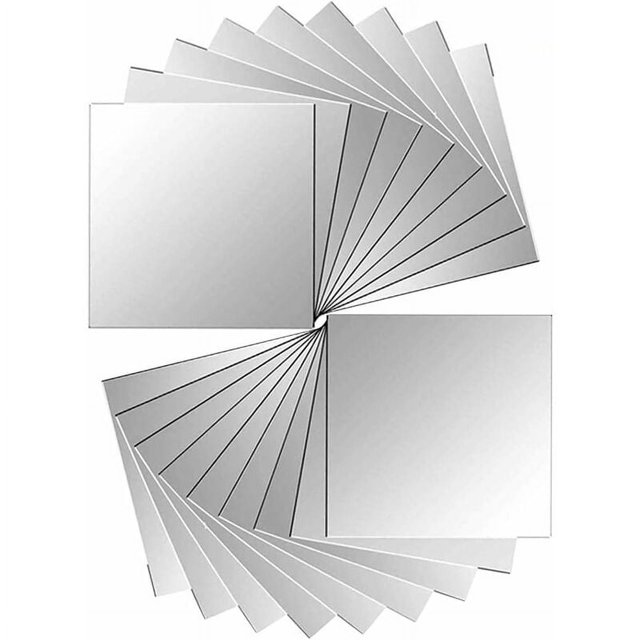 Pegatinas de pared para espejo hechas a mano, con purpurina, para sala de estar, dormitorio, decoración del hogar (0,1 mm de grosor, 15 × 15 cm, 9 unidades, 2 unidades)