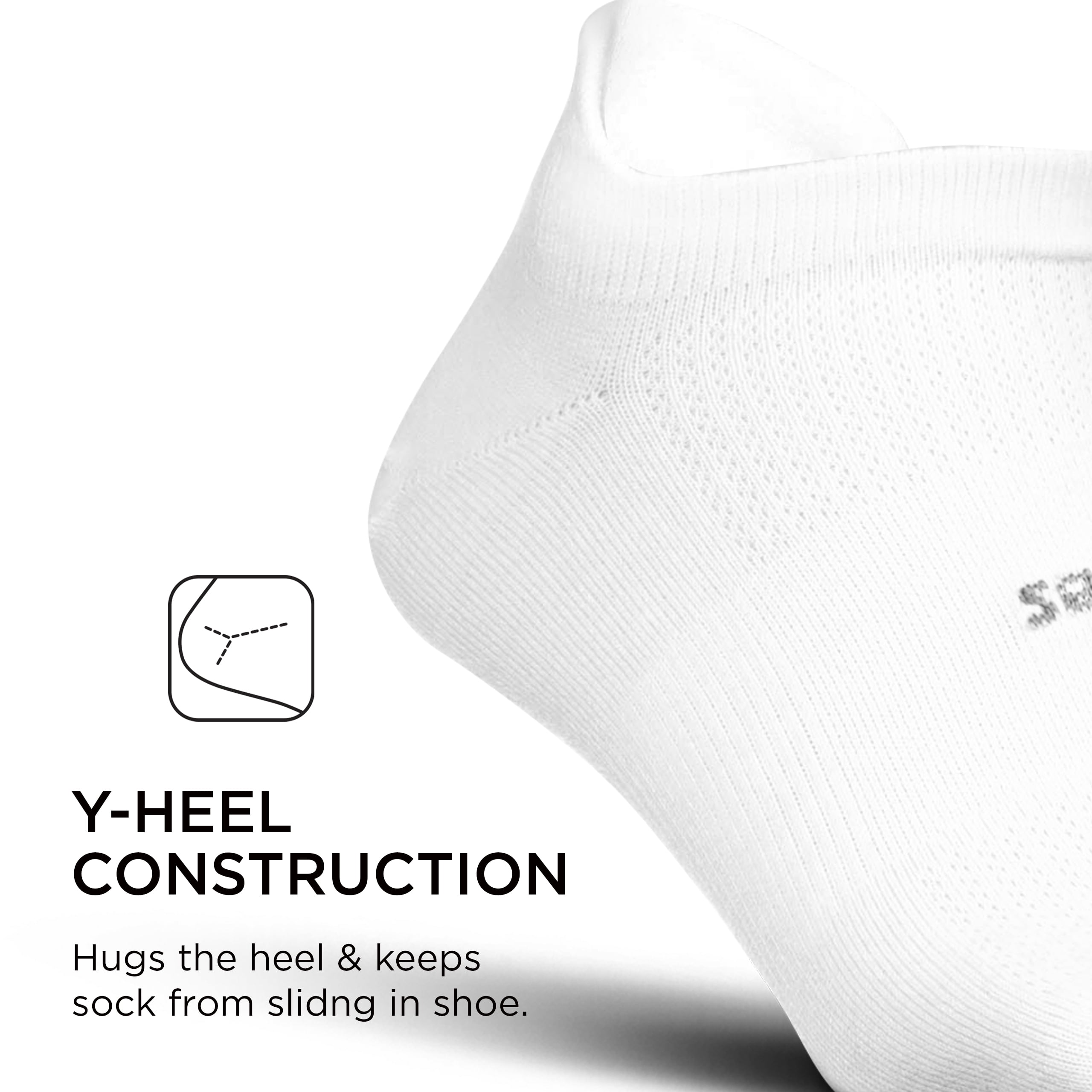 Feetures High Performance Ultra Light Ankle Sock - No Show Socks for Women & Men with Heel Tab - White, L - (3 Pair)