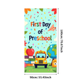 thumbnail image 3 of Colorful and Cheerful Preschool First Day Banner with School Bus Backpack Apple and Airplane Elements Backdrop for Photo Taking School Party Decorations Kids Event Photo Props, 3 of 4