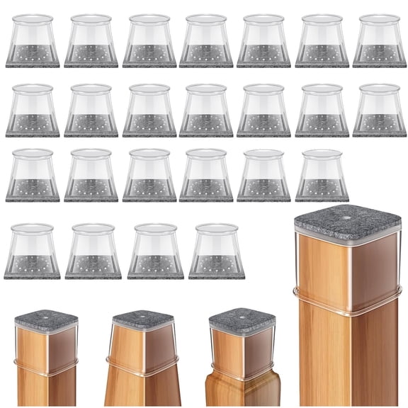BTideas Square Chair Leg Floor Protectors,24 pcs 1.46'' Chair Leg Caps for Hardwood Floors(L,Clear)