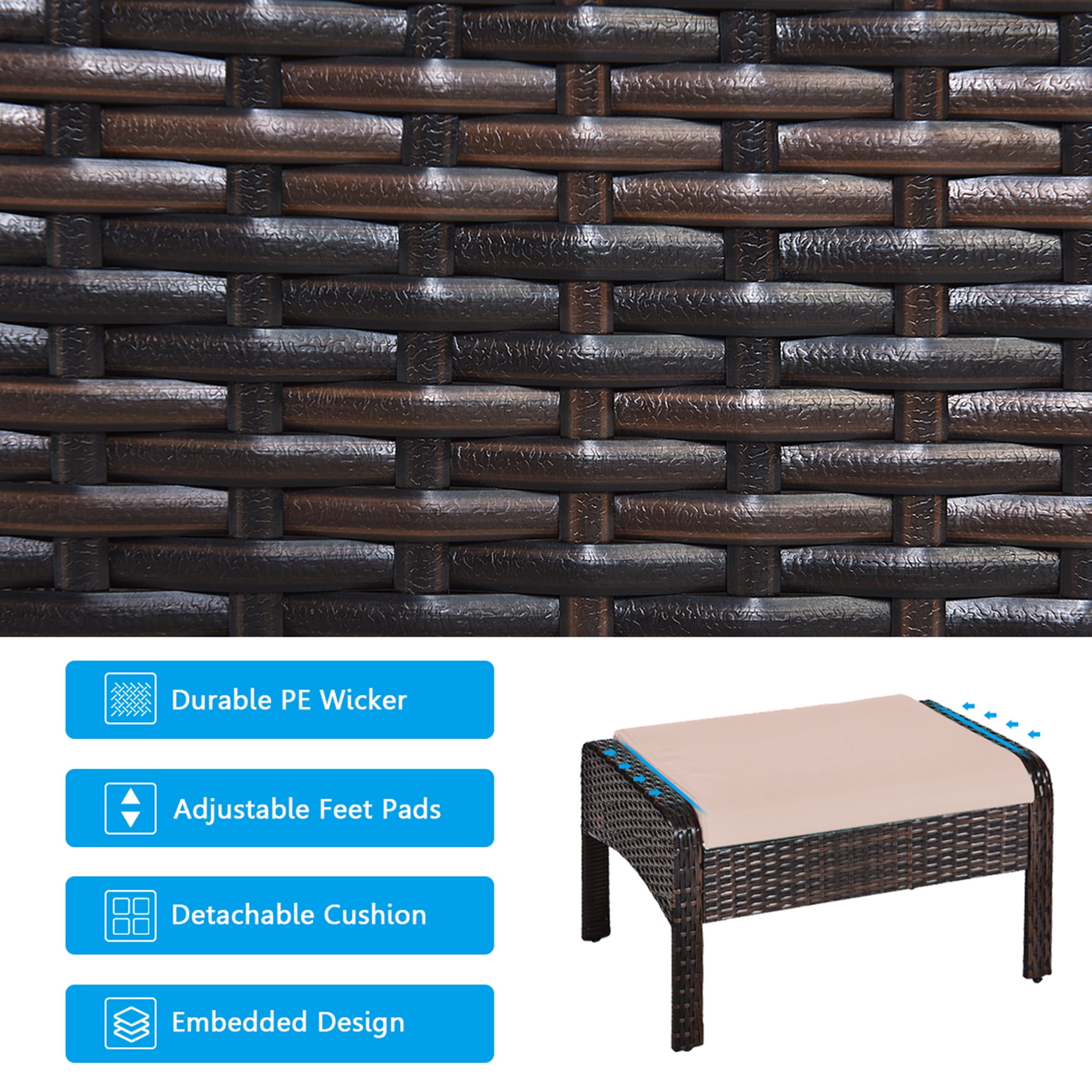 Gymax 5 PC Patio Set Sectional Rattan Wicker Furniture Set Home Outdoor