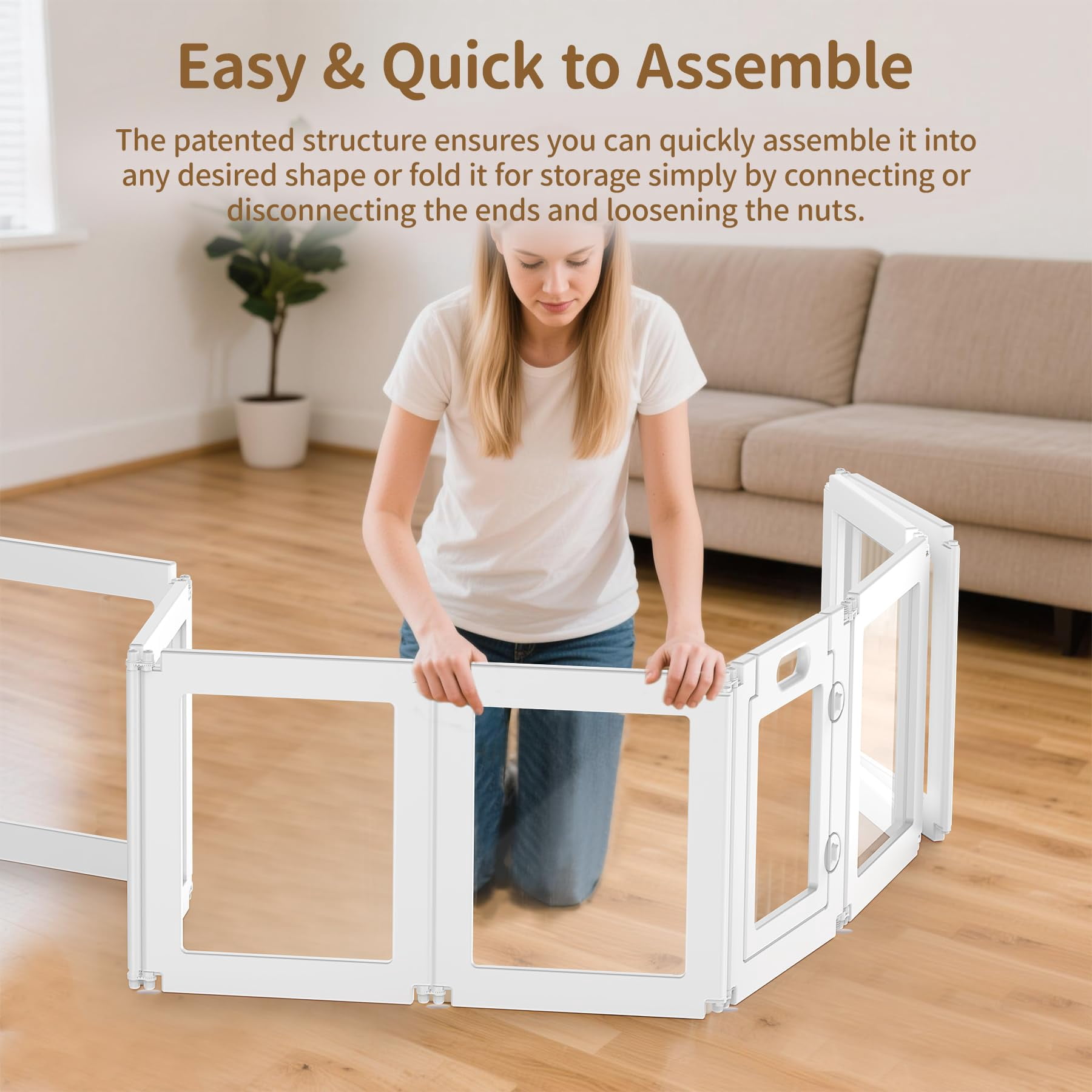 Novan 8-Panel Modular Puppy Playpen – Indoor Pet Exercise Fence