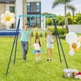 thumbnail image 2 of Gymax Toddler Swing Heavy Duty Metal Swing Set w/ A Frame Adjustable Ropes Blue, 2 of 9