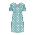 thumbnail image 4 of Polka Dot Dresses for Women 2025 Summer Short Sleeve Midi Dress Casual Loose A Line Beach Vacation Sun Dresses, 4 of 5