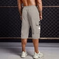 thumbnail image 5 of Inglocry Men Casual Drawstring Capri Cargo Pants, 2026 New Shorts Quick Dry 3/4 Knee Length Loose Fit Work Shorts Multi Pockets Light Gray XL, 5 of 5