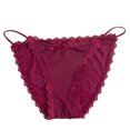 thumbnail image 1 of Women Ice Silk Lace Trim Strap Breathable Thin Panty Briefs,Wine Red One Size, 1 of 8