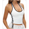 thumbnail image 2 of Women Halter Neck Yoga Tank Top Contrast Trim Slim Fit Workout Athletic Top, 2 of 9