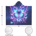 thumbnail image 3 of Glowing Butterflies Wearable Blanket Hoodies for Women Men Adults Butterfly Lovers Plush Soft Purple Starry Butterflies Hooded Blanket for Camping Office Decor Birthday Gifts Decor 60×80 Inch, 3 of 5