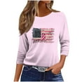 thumbnail image 6 of Nfurl Plus Size Breast Cancer Awareness Shirts for Women Flag Pink Ribbon Graphic Tees Loose Fit 3/4 Sleeve Crewneck Tee Tops Pink XL, 6 of 7