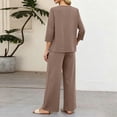 thumbnail image 6 of Two Piece Sets for Women 3/4 Sleeve Button Lounge Sets 2026 Summer Fall Vacation Travel Outfits Fashion Clothing Coffee S, 6 of 6