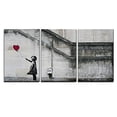 thumbnail image 2 of wall26 - 3 Piece Canvas Wall Art - There is Always Hope - Girl and Red Heart Balloon - Street Art - Guerilla - Modern Home Art Stretched and Framed Ready to Hang - 24"x36"x3 Panels, 2 of 4