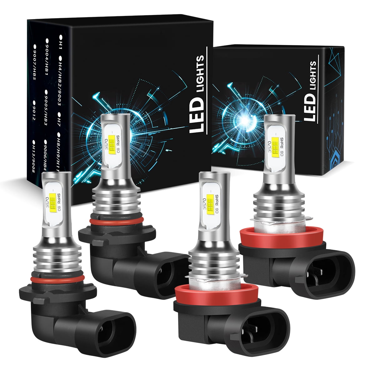 H11 9005 LED Headlight Kit Combo Bulbs 6000K High&Low Beam Super Bright White