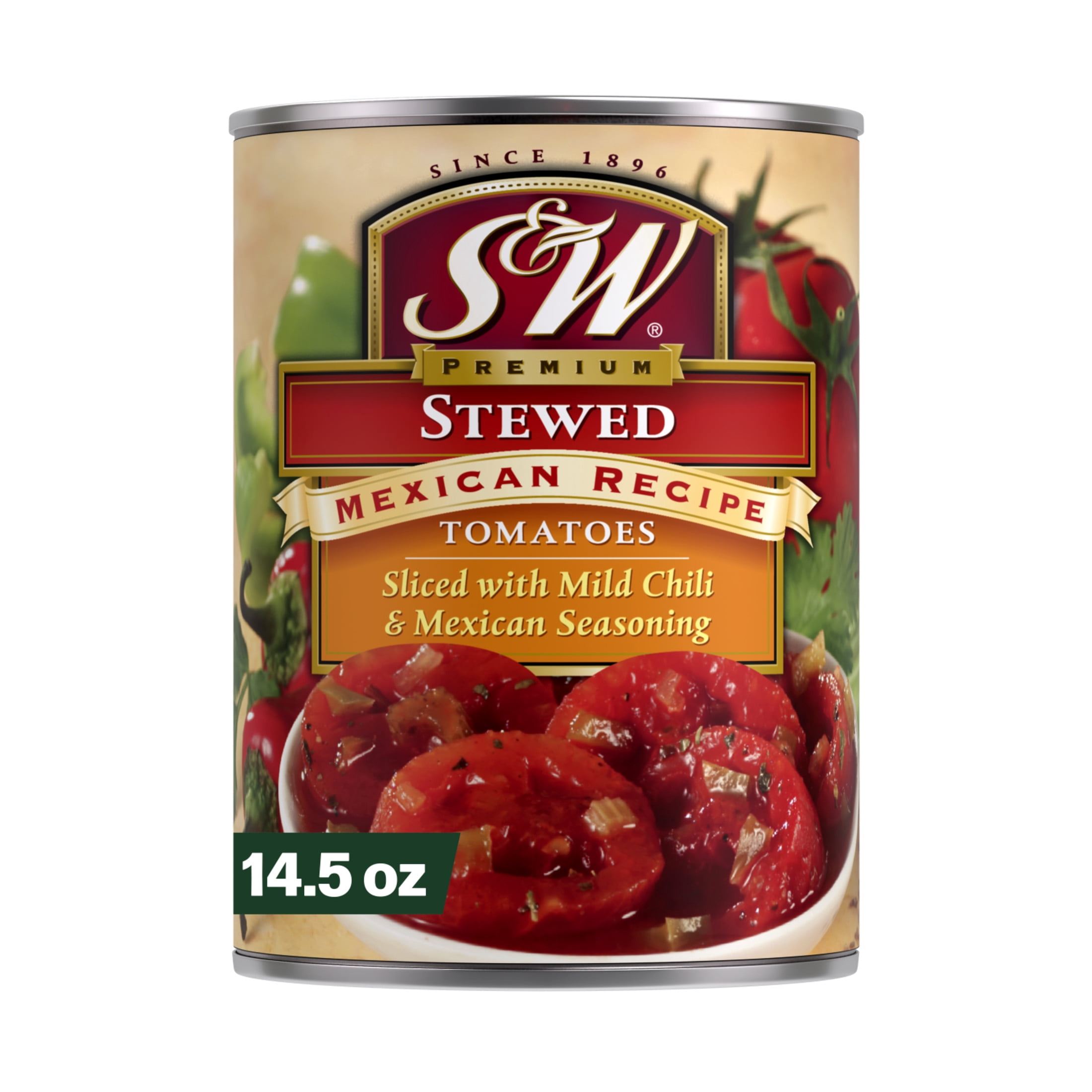 (8 pack) S&W: Stewed Mexican Recipe Sliced Tomatoes, 14.5 Oz