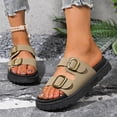 thumbnail image 4 of Barefoot Sandals for Women Chunky Cork Sandals with Adjustable Straps Comfortable Platform Sandals for Women Retro Slip on Shoes for Casual Vacation Outdoor Beach Wear (Khaki,37), 4 of 6