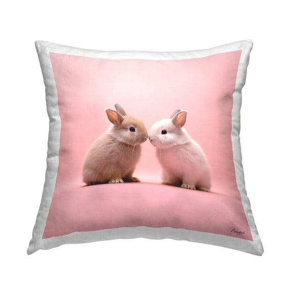 Stupell Industries Baby Bunnies on Pink Decorative Printed Throw Pillow, 18 x 18