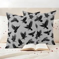 thumbnail image 3 of Halloween Outdoor Waterproof Pillow Covers, Grey Black Animal Crow Fall Holiday Decorative Square Throw Pillowcase Sofa Cushion Sham for Patio/Couch/Chair, 16"x16" 2 Pack, 3 of 8