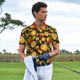thumbnail image 3 of Fotbe Tangerine Camiseta Polo de Golf para Hombre con Estampado – Camisa Deportiva Transpirable con Cuello Abotonado-Small, 3 of 6