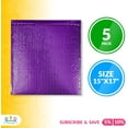 thumbnail image 2 of Metallic Bubble Mailers 15" x 17", Purple Poly Mailers Pack of 5, Padded Bubble Envelopes for Business 15x17, Peel and Seal Envelopes, Shipping Bags for Mailing, Packing, Wholesale, 2 of 7