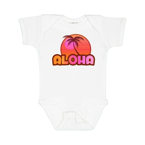 Inktastic Pink Aloha Palm Girls Baby Bodysuit
