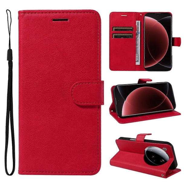 For Xiaomi 15 Ultra Leather Wallet Case with Strap Solid Color Phone Stand Cover - Black