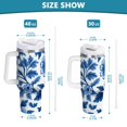 thumbnail image 6 of Yayeee 40oz Double-Wall Insulated Stainless Steel Tumbler with Handle Bottle, Blue Floral Pattern, 6 of 8